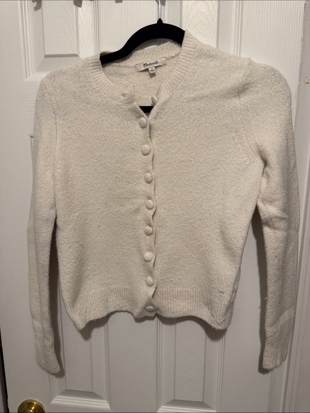 Madewell Cream Button-Front Knit Cardigan